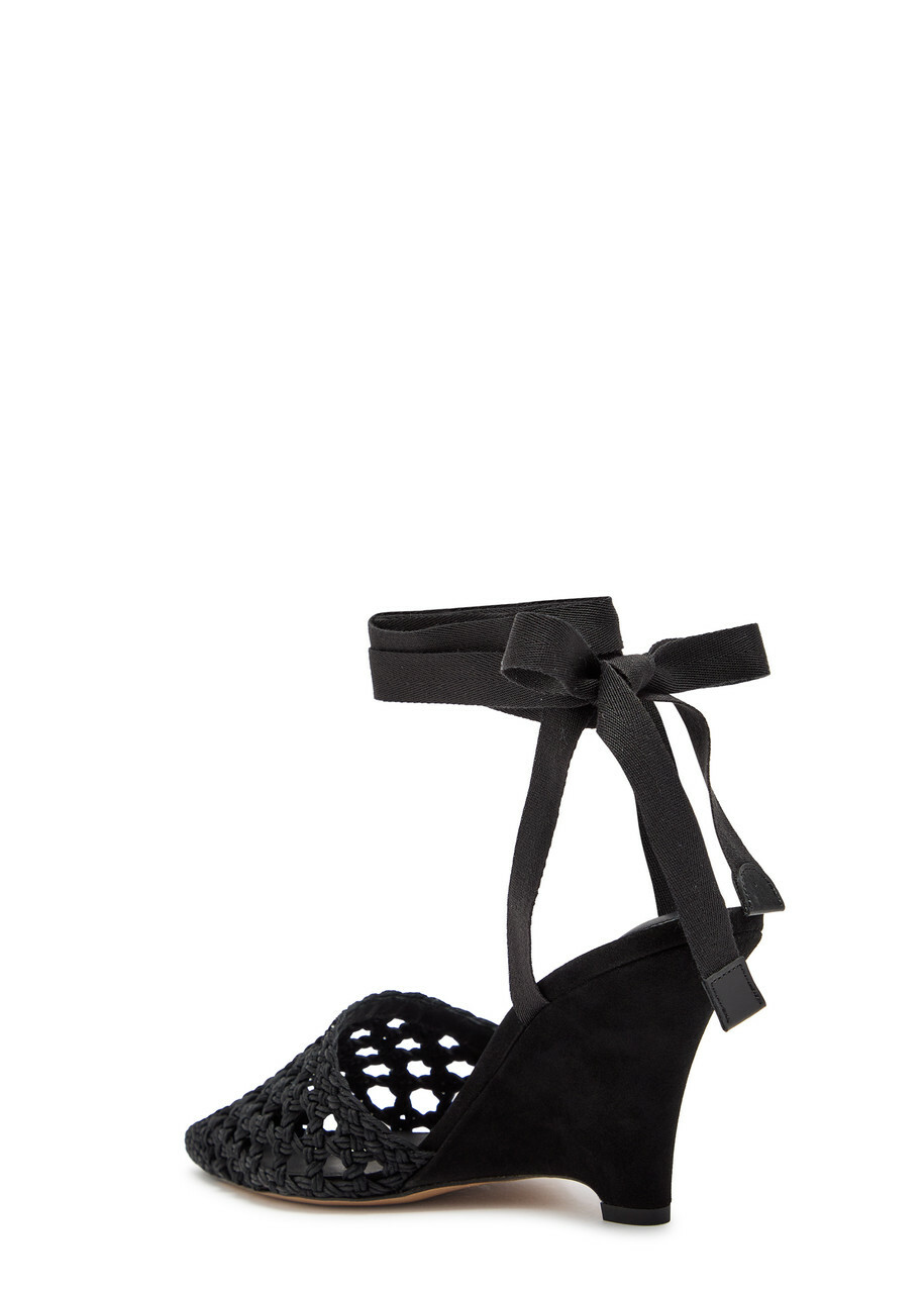 Jacquemus Les Espadrilles 80 Macramé Wedge Sandals Black