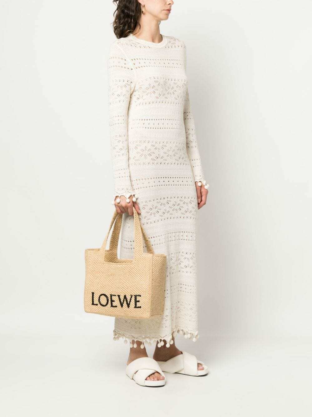 Loewe font raffia tote bag by Loewe