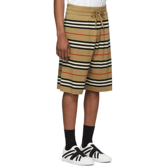 Burberry 　ケントンストライプ　ニットショーツ　Lサイズ Burberry Beige Striped Merino Kenton Shorts Burberry