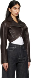 ALAÏA Brown Cropped Leather Jacket