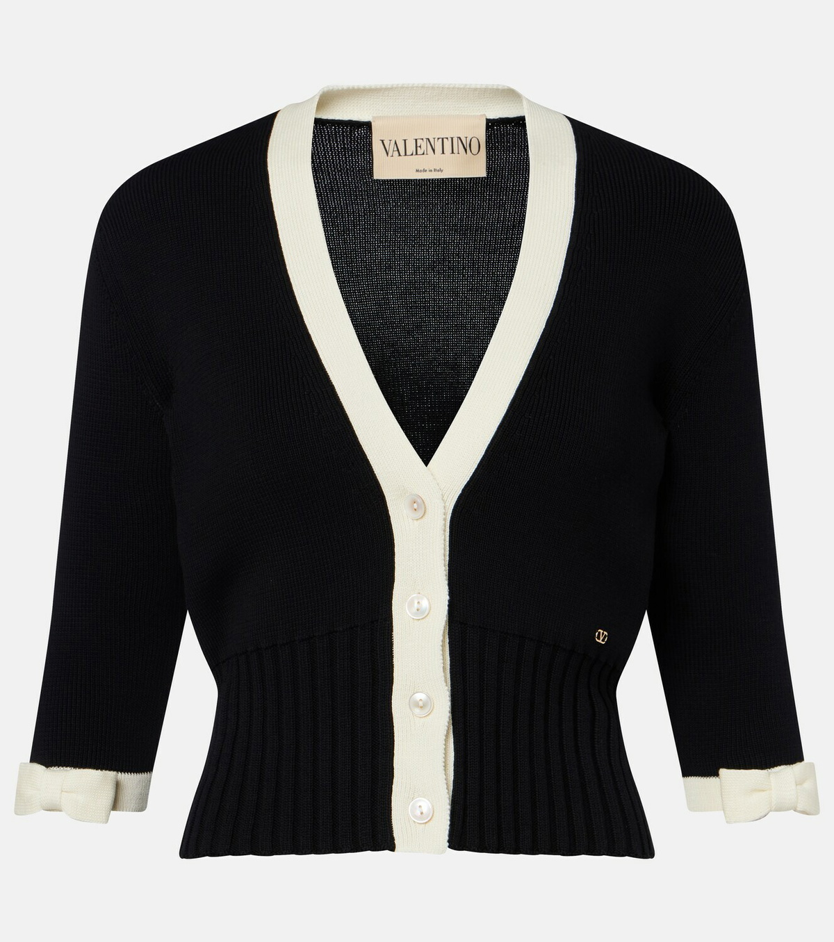 Valentino Bow-detail cotton cardigan