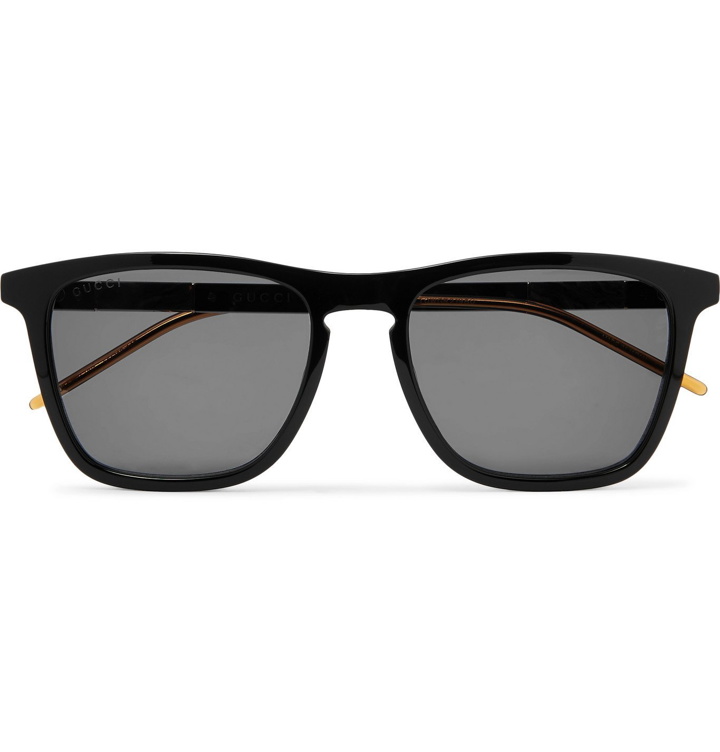 Photo: Gucci - Square-Frame Tortoiseshell Acetate and Gold-Tone Sunglasses - Black