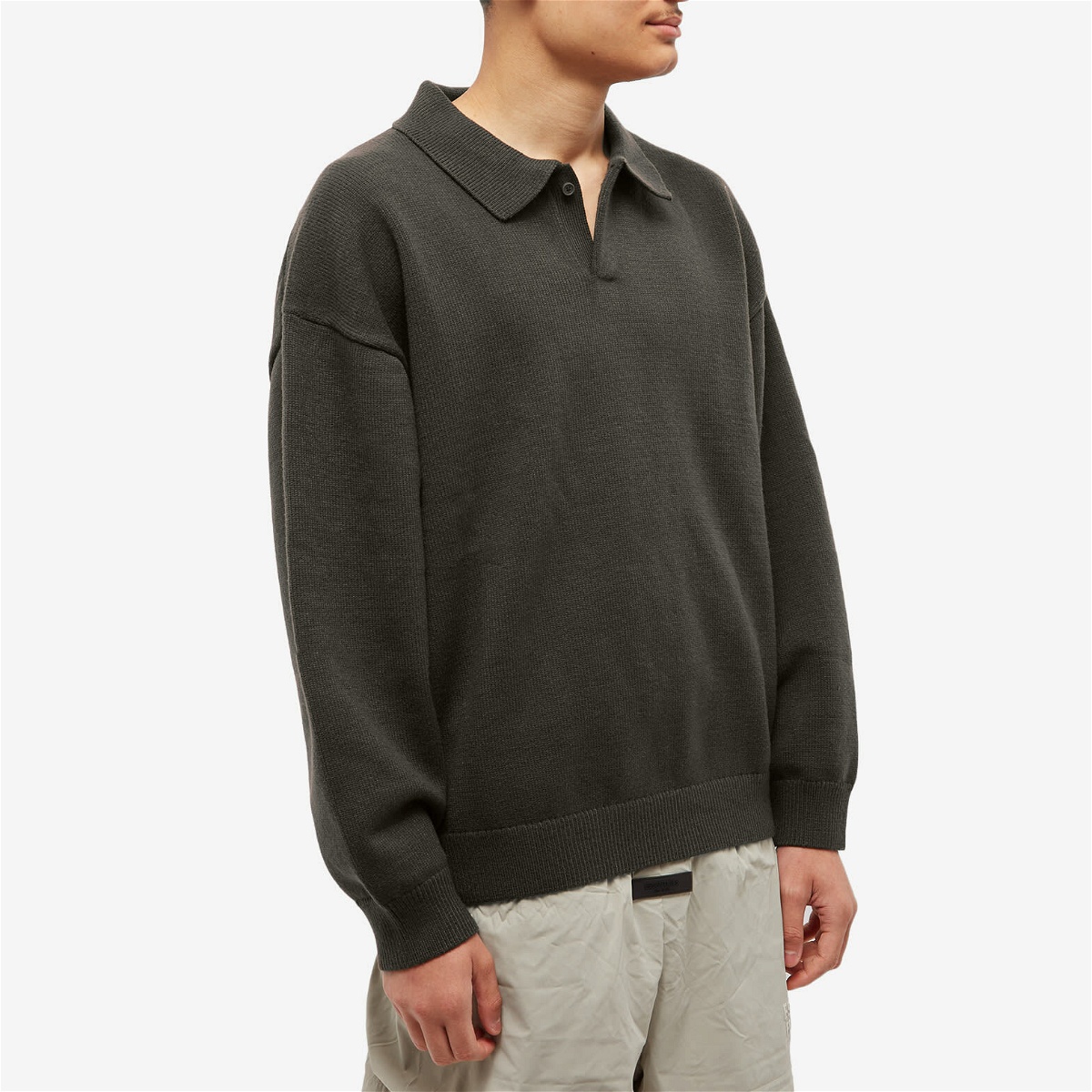 Fear of God ESSENTIALS Men's Knitted Polo Shirt in Off-Black Fear