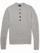 TOM FORD - Ribbed Cashmere and Linen-Blend Henley Sweater - Gray