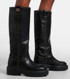 Miu Miu Logo leather knee-high boots