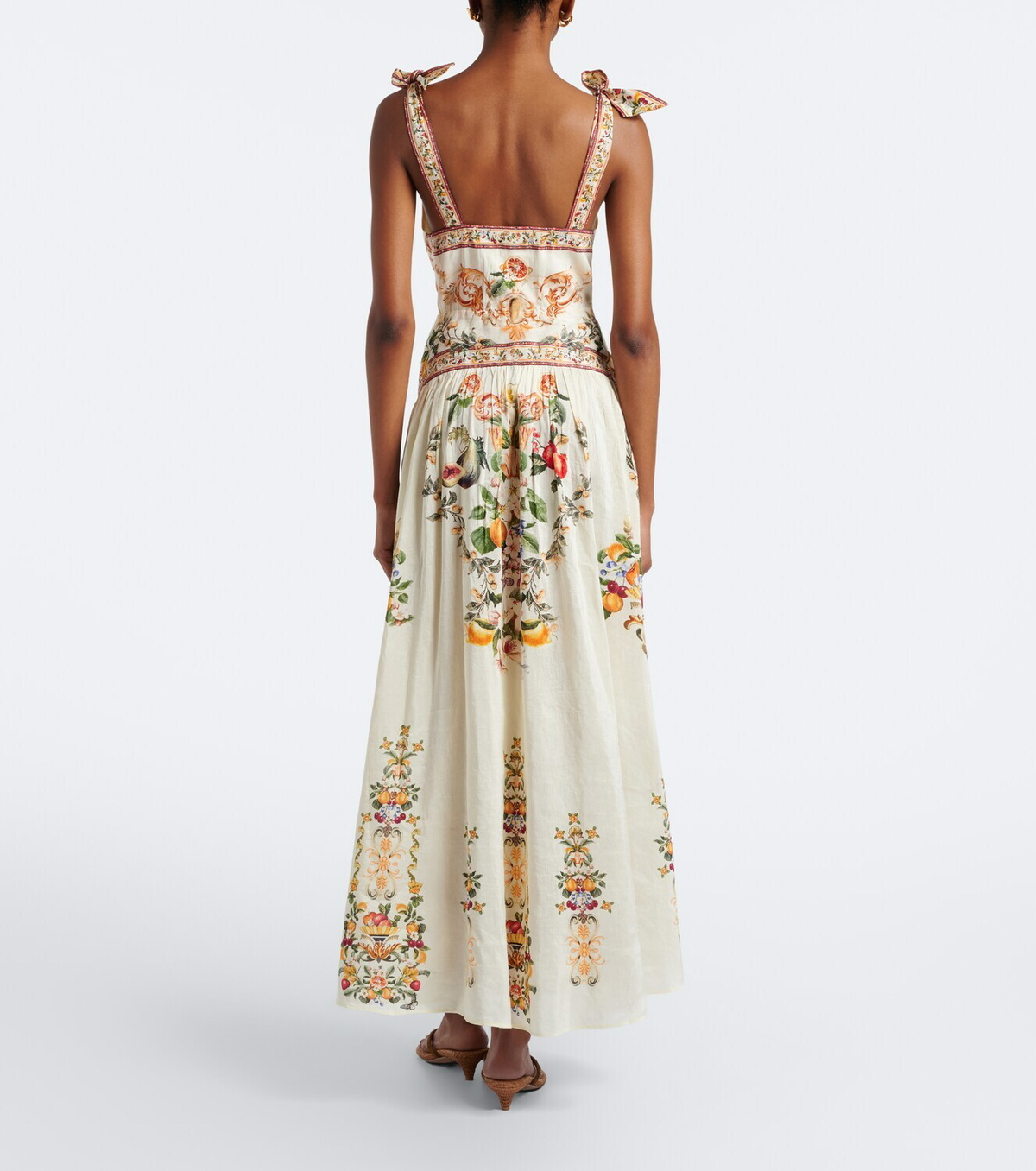 Camilla Embellished printed linen and silk maxi dress