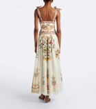 Camilla Embellished printed linen and silk maxi dress