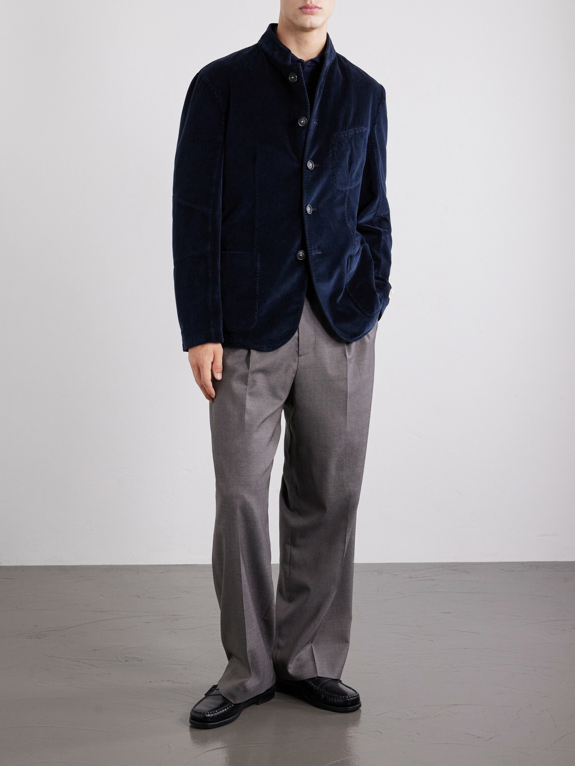 Massimo Alba - Gstaad panelled Cotton-Velvet Jacket - Blue