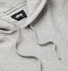 Stüssy - Logo-Embroidered Fleece-Back Cotton-Jersey Hoodie - Gray