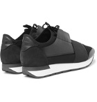 Balenciaga - Race Runner Leather, Neoprene, Suede and Mesh Sneakers - Black