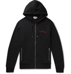 Alexander McQueen - Embroidered Fleece-Back Cotton-Jersey Zip-Up Hoodie - Black