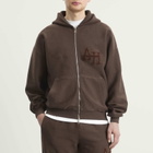 ANNIE HOOD Men's Inside Out College Zip Hoodie in Washed Brown