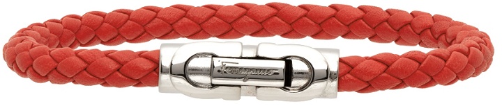Photo: Salvatore Ferragamo Red Leather Gancini Bracelet