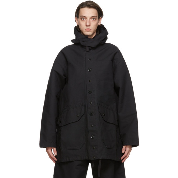 Photo: Engineered Garments Black Twill Madison Coat