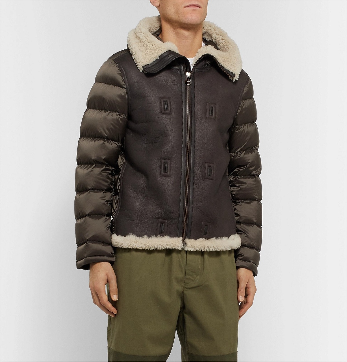Ten C - Shearling-Trimmed Quilted Shell Hooded Down Liner - Brown Ten C