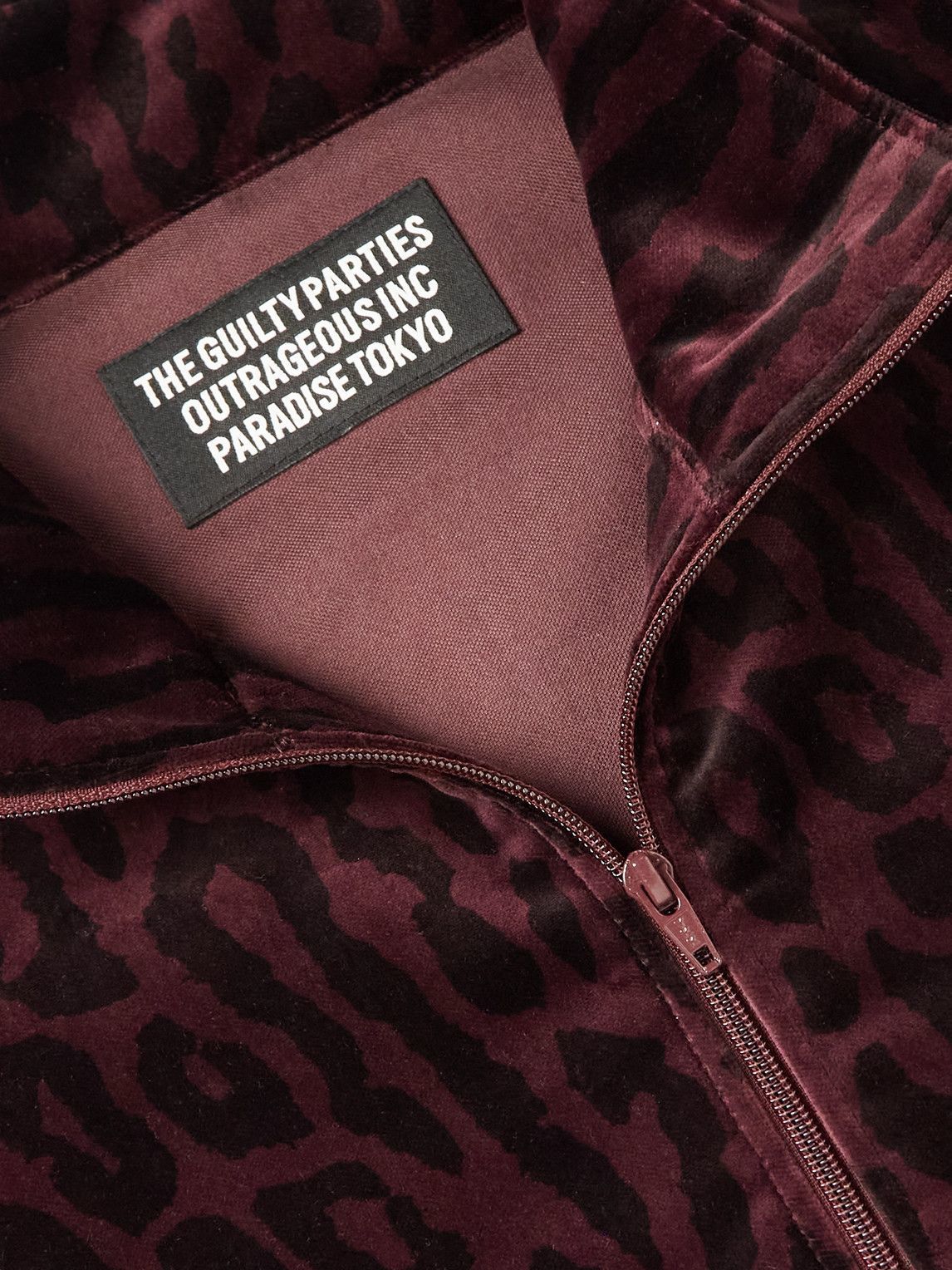 Wacko Maria - Logo-Embroidered Leopard-Print Cotton-Velvet Track