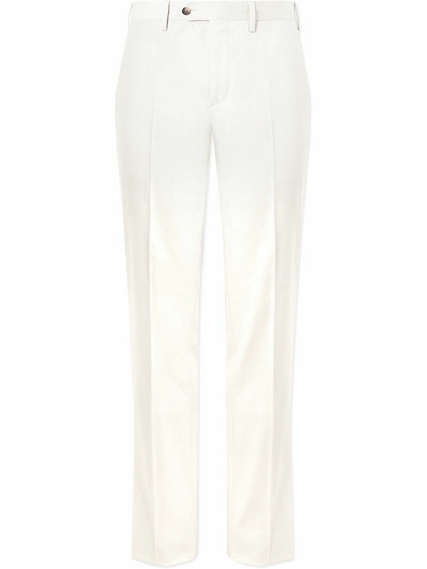 Photo: Lardini - Slim-Fit Straight-Leg Pleated Cotton-Blend Poplin Suit Trousers - White