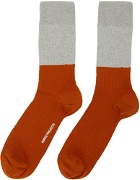 NORSE PROJECTS Grey & Orange Colorblock Bjarki Socks