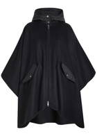 Moncler Hooded Shell and Wool-blend Cape Coat - Black - One Size