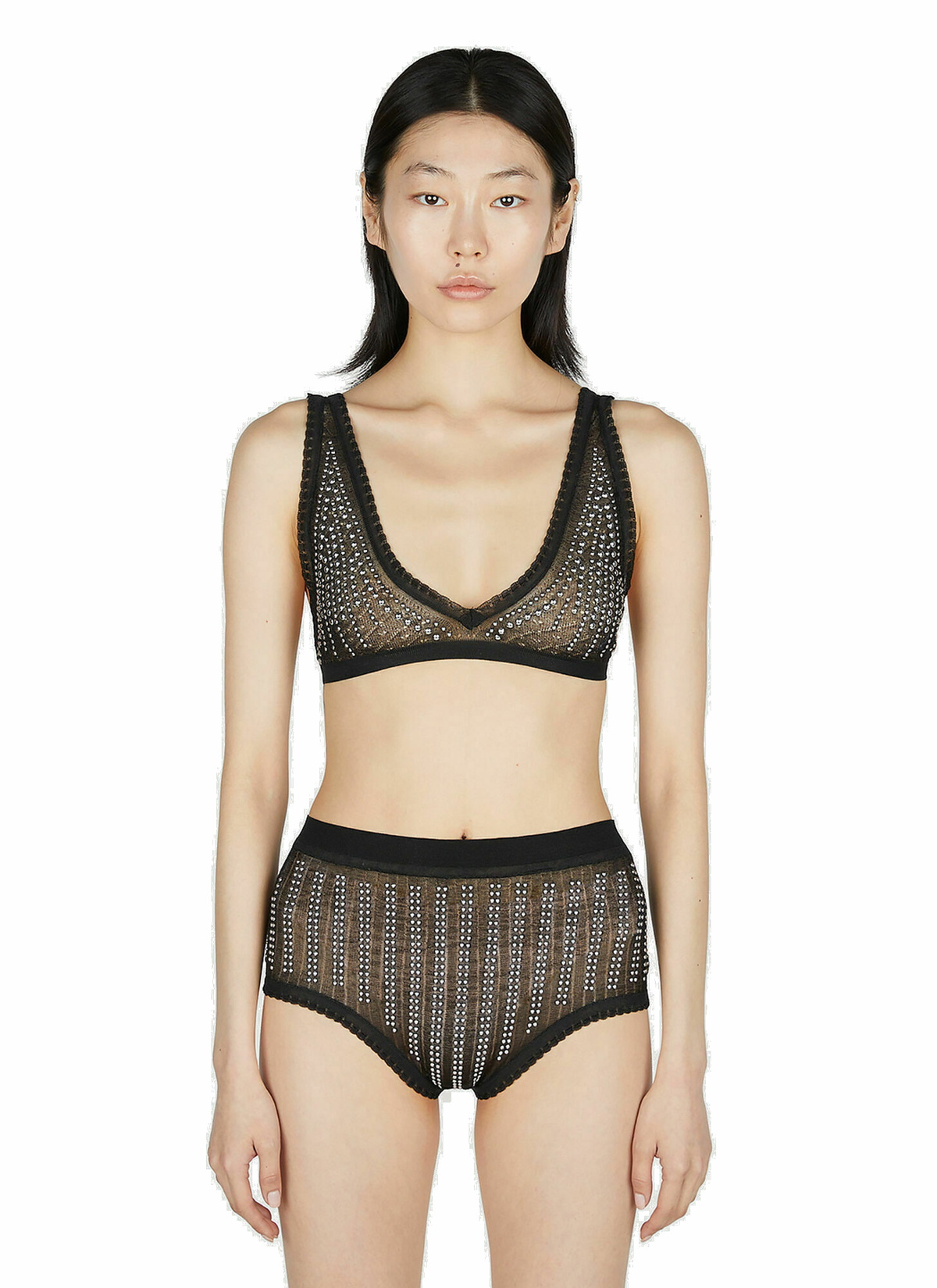 Paco Rabanne Silver Lurex Bodyline Logo Tape Sport Bra Paco Rabanne