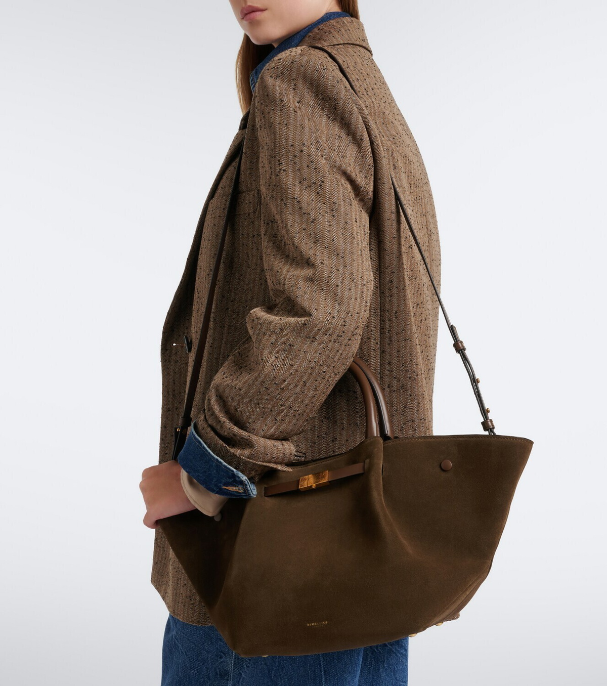 DeMellier New York Midi suede top-handle bag