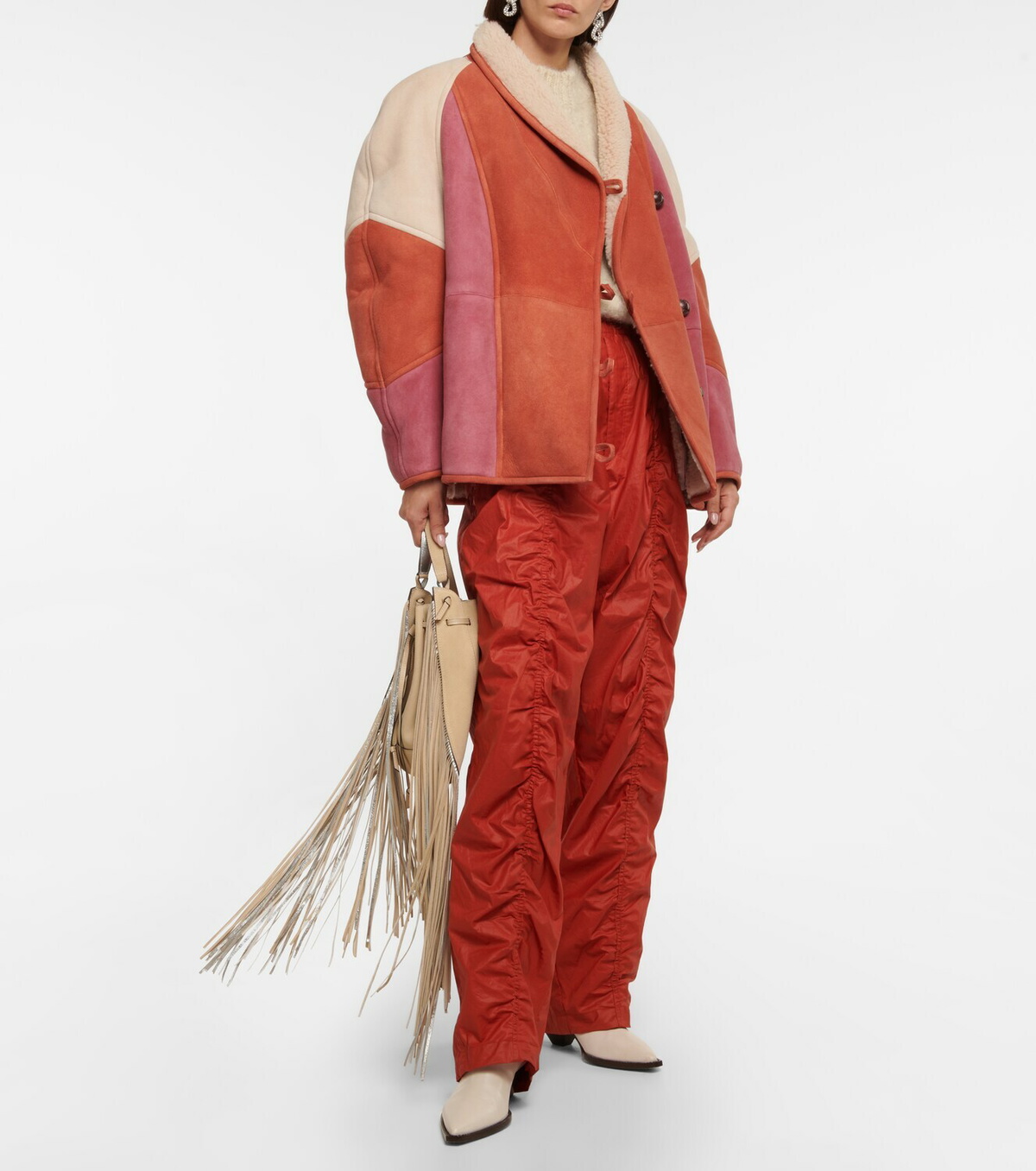 Marant Etoile Abeni shearling-lined suede jacket