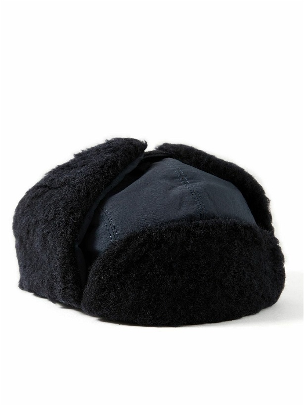 Photo: A Kind Of Guise - Khoni Recycled-Nylon and Wool and Cotton-Blend Fleece Trapper Hat - Blue