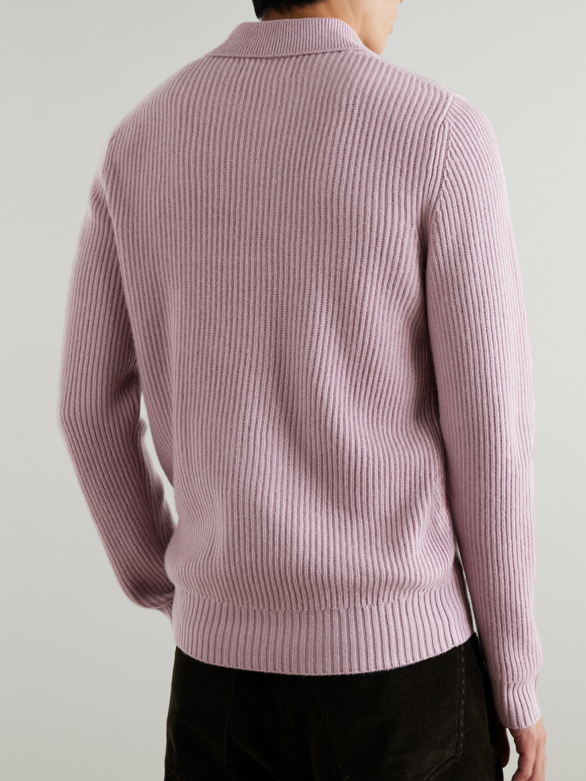 Mr P. - Ribbed Cashmere Polo Shirt - Pink