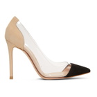 Gianvito Rossi Black and Beige Suede Plexi Heels