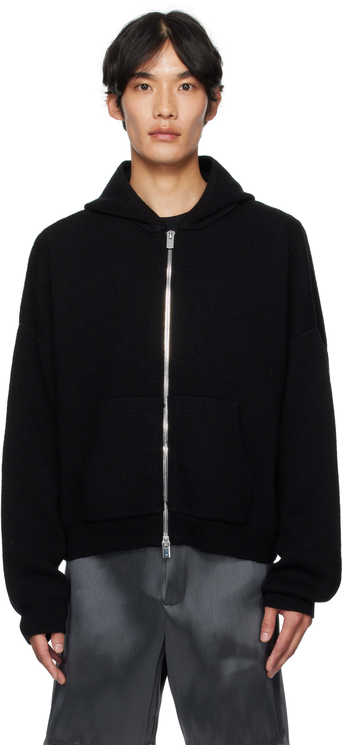 HELIOT EMIL Black Lampi Knit Hoodie
