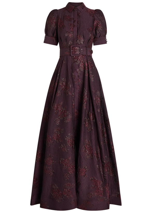 Photo: Rebecca Vallance Afina Floral-brocade Cloqué Gown Purple