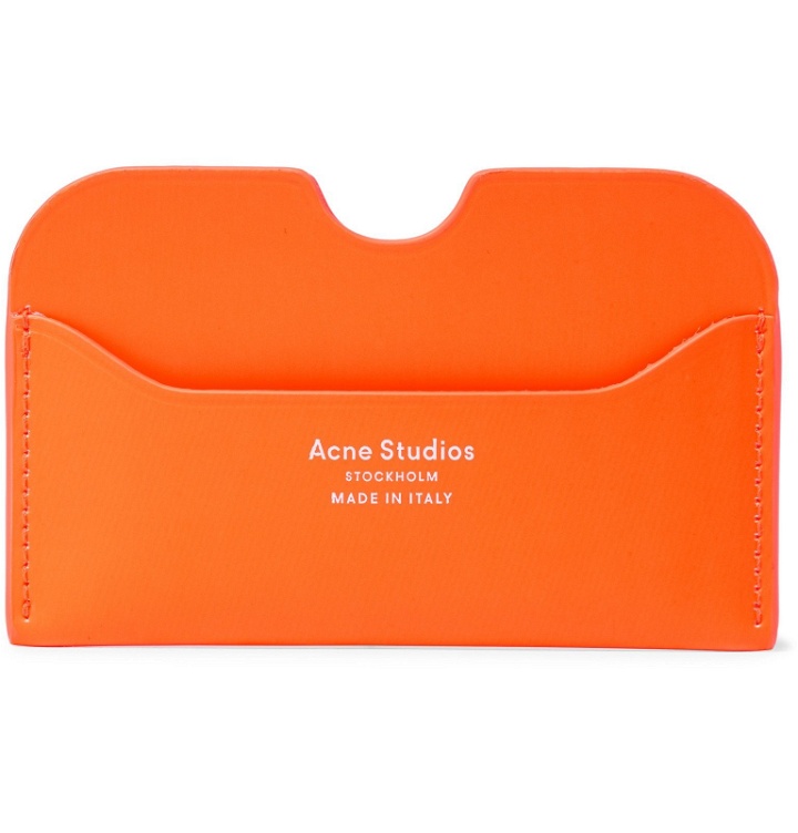 Photo: Acne Studios - Elmas Logo-Print Neon Leather Cardholder - Orange