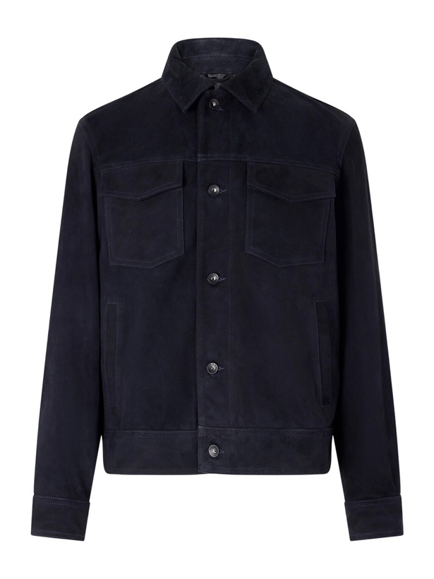 Photo: Rag & Bone - Suede Trucker Jacket - Blue