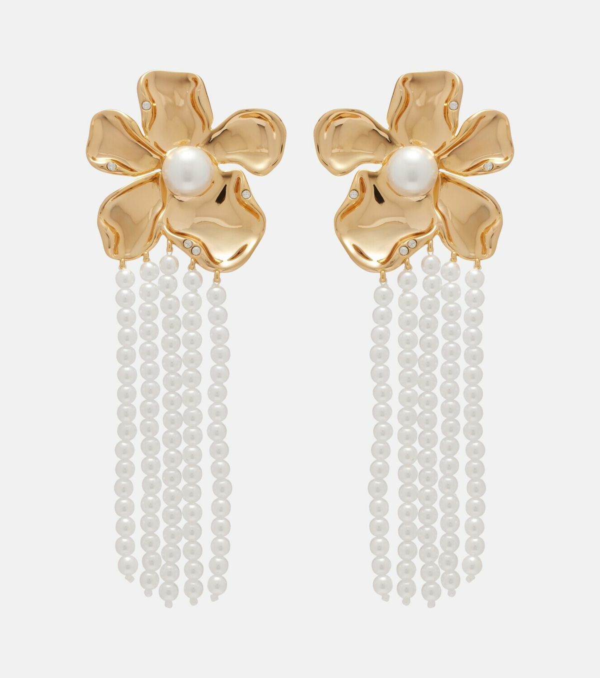 Self-Portrait Embellished faux pearl drop earrings