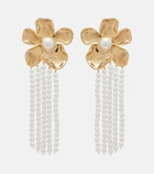 Self-Portrait Embellished faux pearl drop earrings