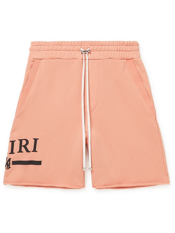 Photo: AMIRI - Straight-Leg Logo-Print Cotton-Jersey Drawstring Shorts - Pink