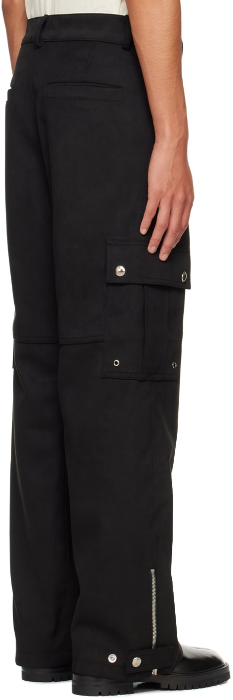 System Black Eyelet Faux-Suede Cargo Pants System