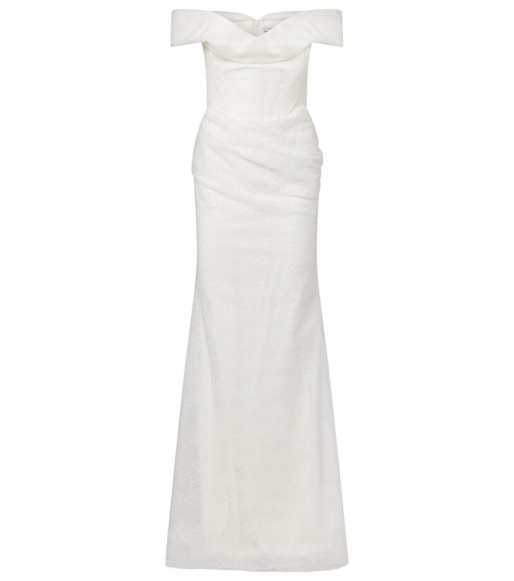 navy blue dress for baby girl Vivienne Westwood - Panther gathered asymmetric maxi dress main image 1