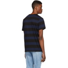A.P.C. Black and Navy Striped Archie T-Shirt