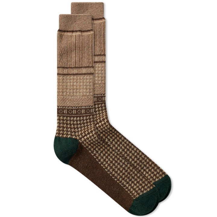 Photo: Anonymous Ism Houndstooth JQ Crew Sock in Beige