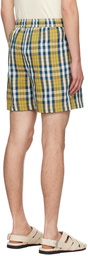 HARAGO Yellow & Blue Check Shorts