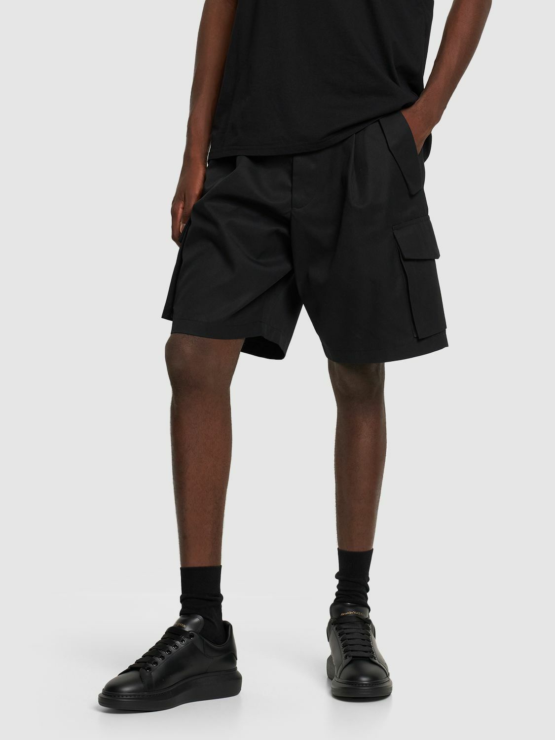 スニーカー OVERSIZE LEATHER SNEAKERS Alexander McQueen Oversized Leather Sneaker - All Black and