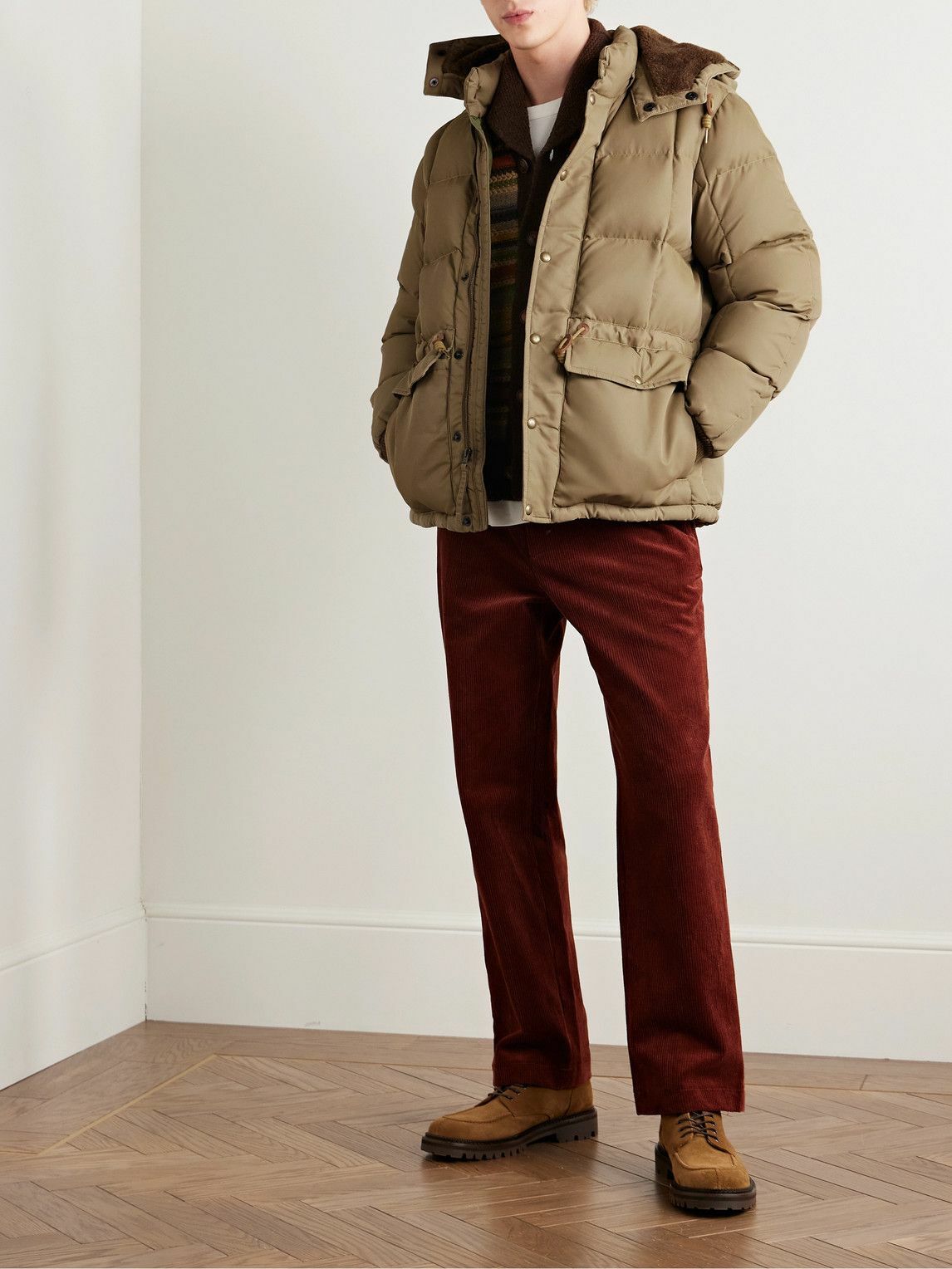 RRL - Ellis Quilted Padded Shell Hooded Jacket - Brown