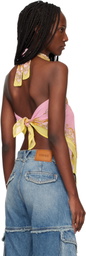 Versace Yellow & Pink Printed Cover-Up Foulard Top