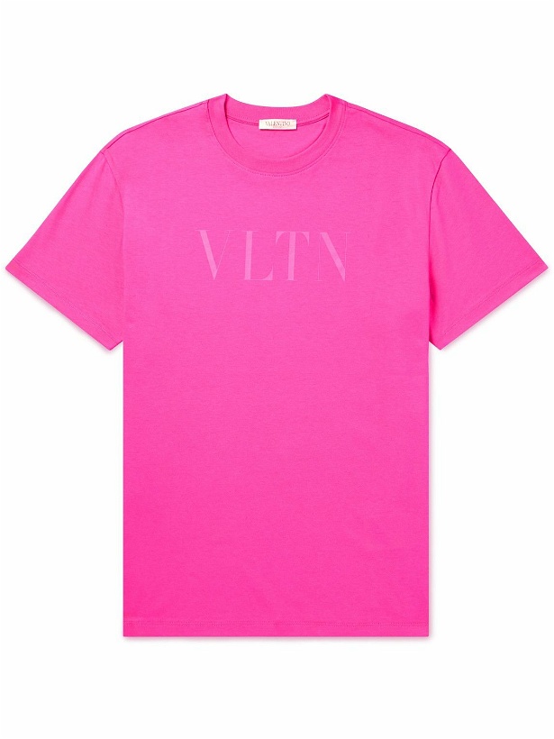 Photo: Valentino Garavani - Logo-Print Cotton-Jersey T-Shirt - Pink