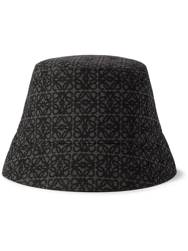 Photo: Loewe - Reversible Logo-Jacquard Cotton-Blend and Shell Bucket Hat - Black