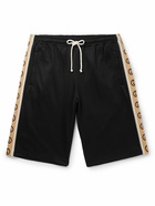 GUCCI - Wide-Leg Logo-Jacquard Webbing-Trimmed Tech-Jersey Drawstring Shorts - Black