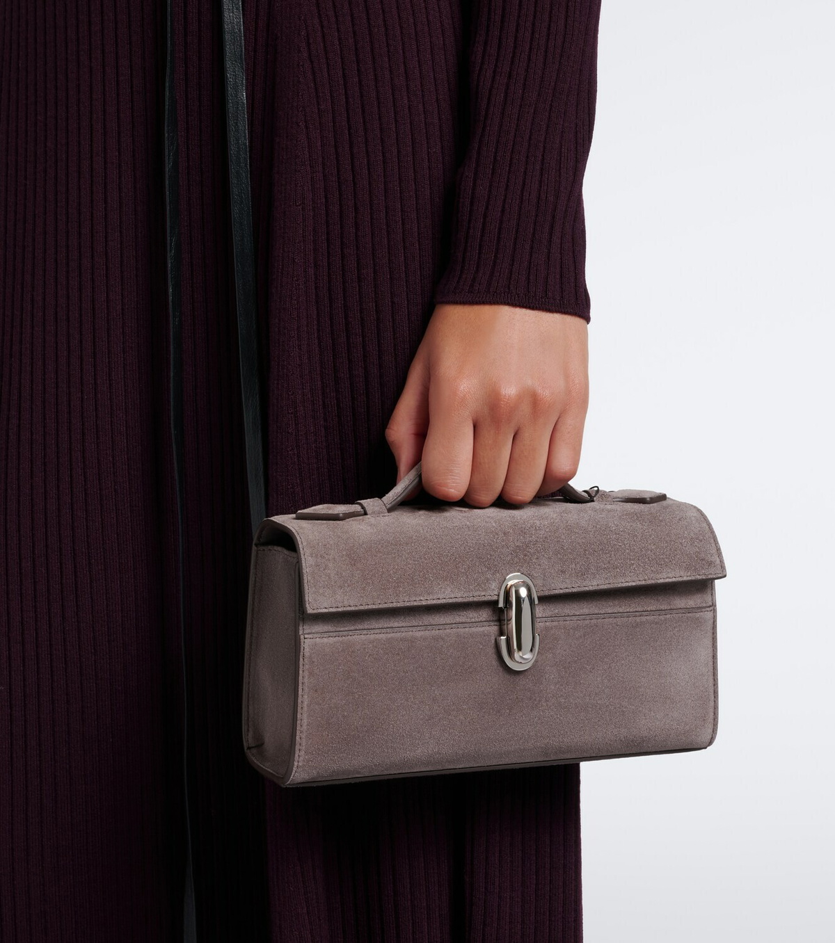 Savette Symmetry Pochette Small suede top-handle bag
