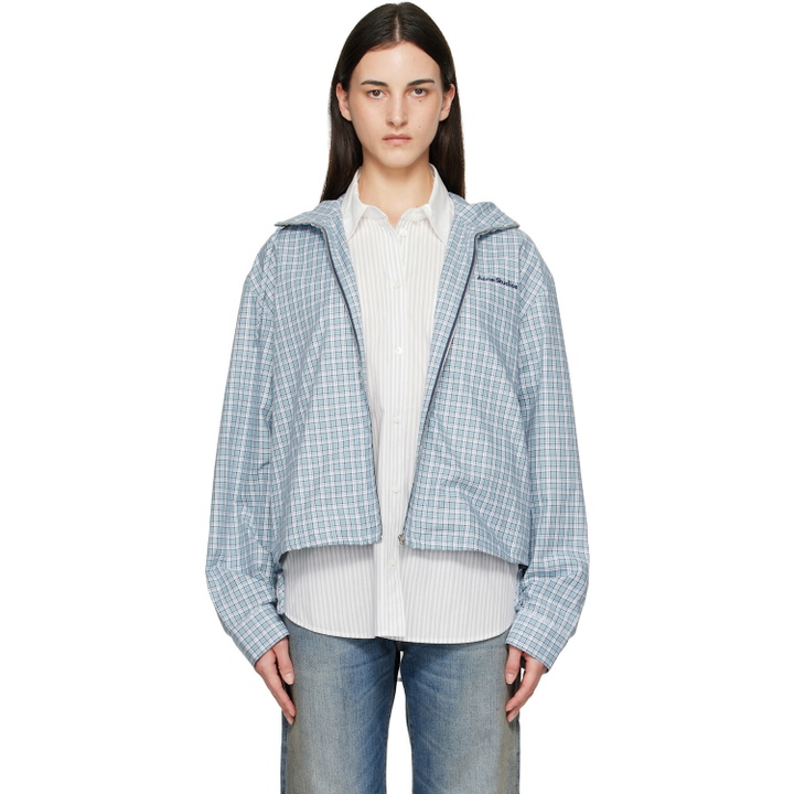 Photo: Acne Studios Blue Hooded Check Jacket
