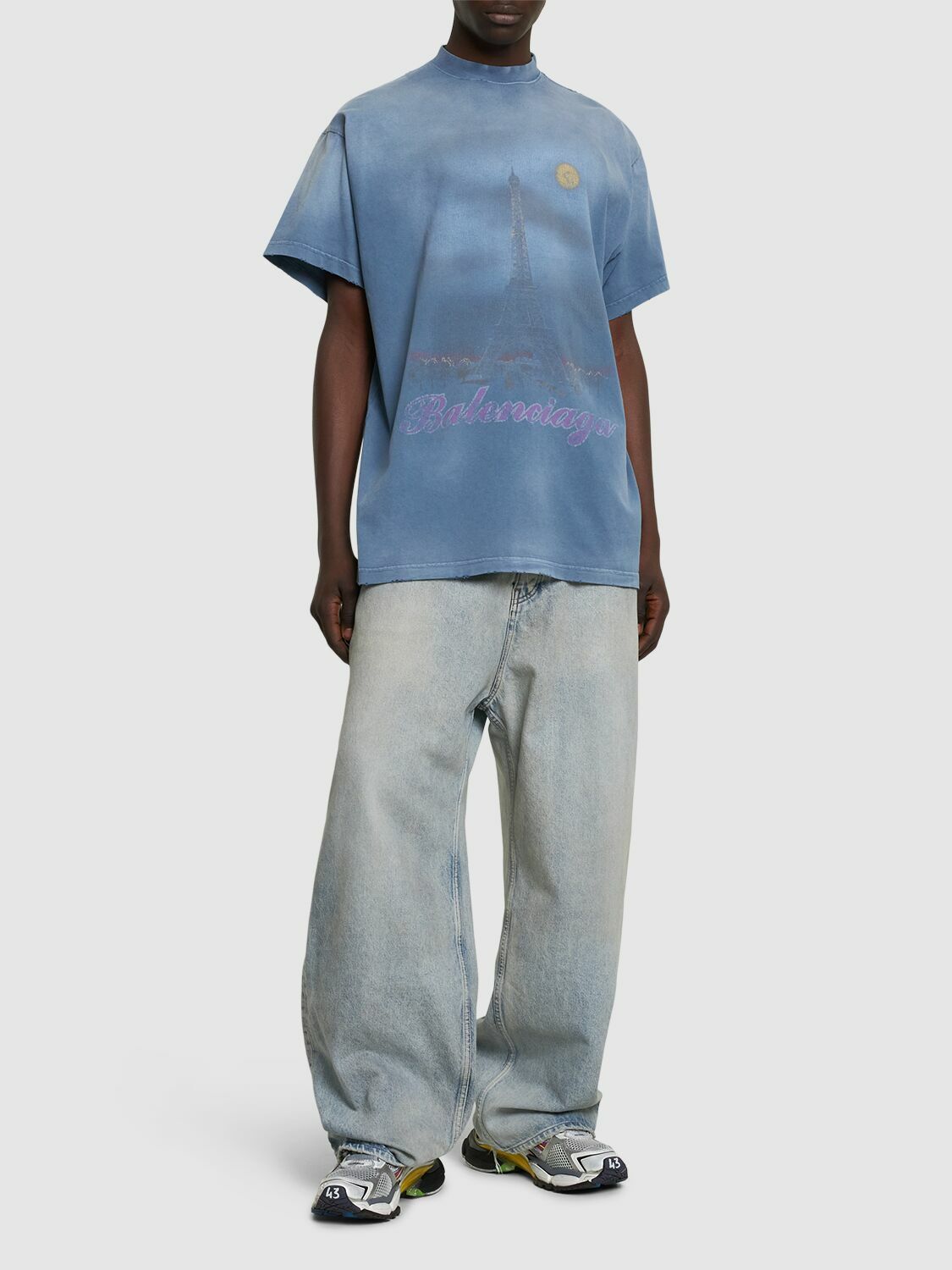 関税込【BALENCIAGA】New Paris Moon Vintage コットンTシャツ BALENCIAGA - New Paris Moon Vintage Cotton T-shirt Balenciaga